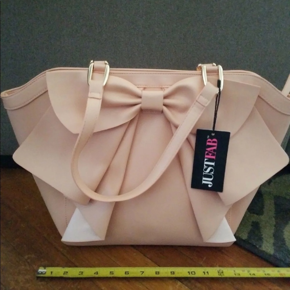 Large blush colored big bow just fab purse/ bag